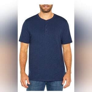 GAP Men's Short Sleeve Slub Henley Shirt, XXL, Blue,  NWT